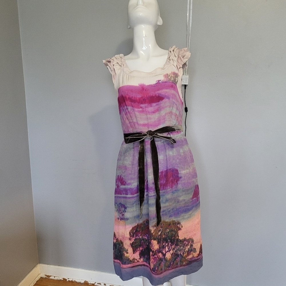 Anthropologie Moulinette Soeurs Silk Tree Print Dress, GUC, Size 2